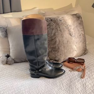 FRYE RARE Lindsay spur Two-Toned Leather Tall Riding Boots 9.5 like new ! 🤩